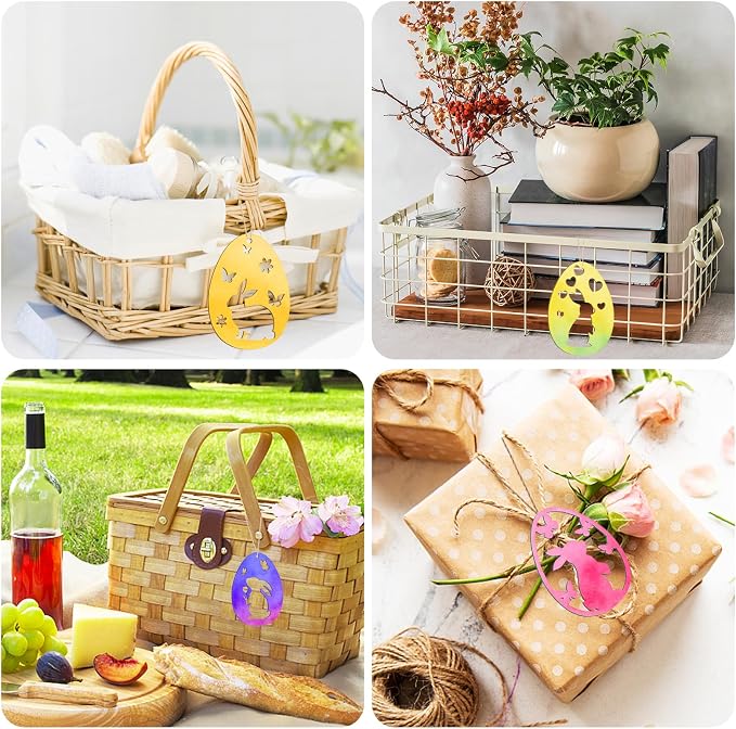 36PCS Wooden Easter Ornaments to Paint, 6 Styles DIY Blank Unfinished Wood Egg