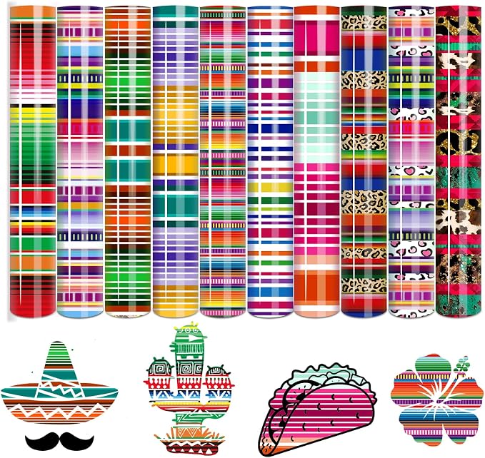 Tintnut Mexican Serape Heat Transfer Vinyl, easy cut & weed, stretch washable