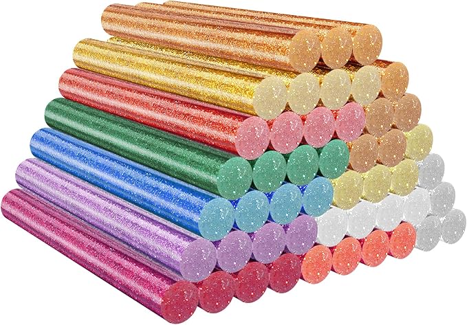ENPOINT 48 Pack Glitter Colored Hot Glue Sticks, 0.43x4" Glitter Glue Sticks