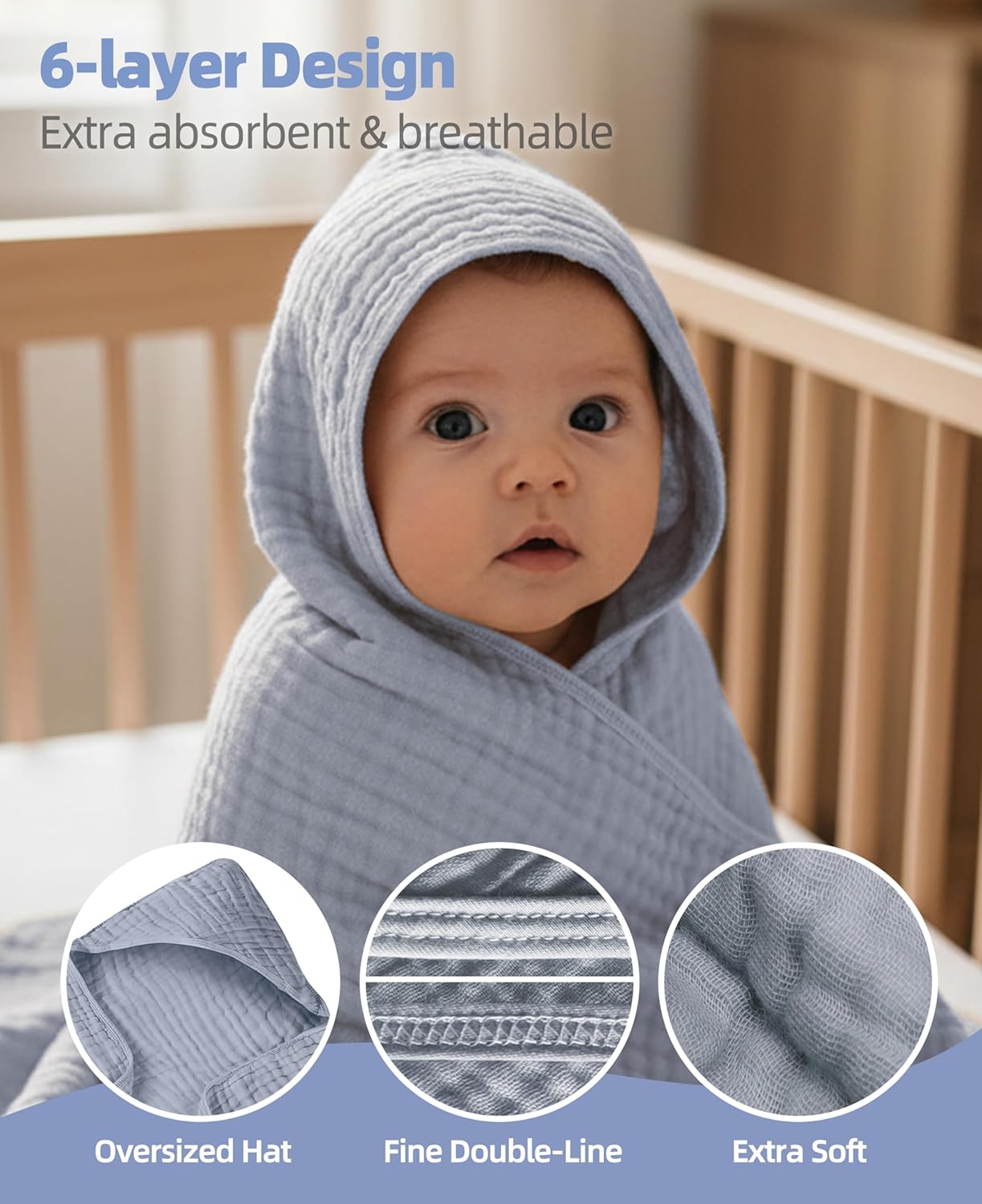 3-Pack Hooded Baby Towels for Newborn 100% Cotton Soft Babies Blanket Toddler and Kids Bath Towel Baby Essentials