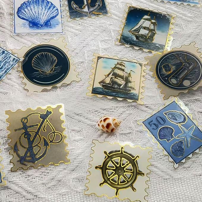 50Pcs Gold Stamps Stickers for Scrapbooking