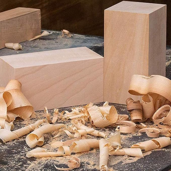 4 Inch Wood for Carving, Rectangular Wooden Blocks for DIY Carving, Large