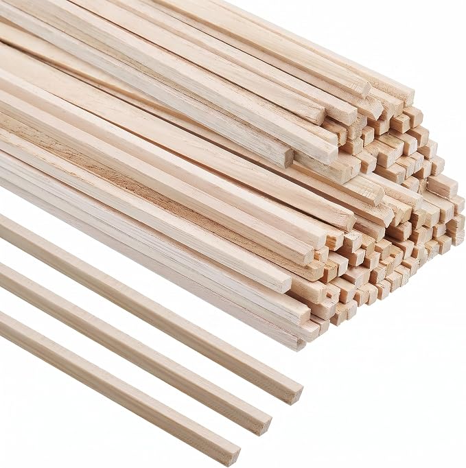 160 Pcs Balsa Wood Strips, 1/8 x 1/8 x 12 Inch Unfinished Soft Wood Sticks