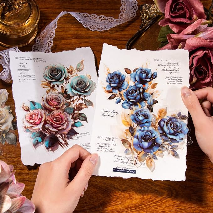 Yoksas Large Vintage Rose Stickers