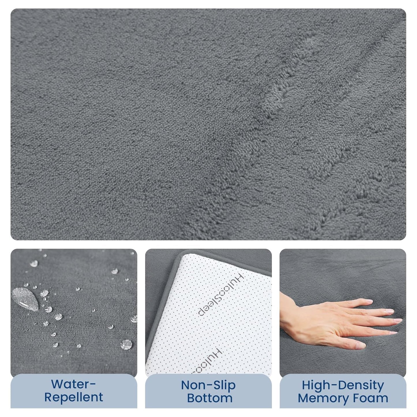 Baby Play Mat for Floor,1.3" Thick Elasti-Foam 50"×50" Playpen Mat for Tummy Time,Water Repellent Soft Coral Velvet for Toddler,Infant,Kids,Non-Slip Backing Safe for Crawling(Dark Grey)