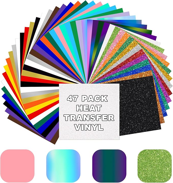 Heat Transfer Vinyl Bundle-47 Pcs 12" x 10" Iron on Vinyl