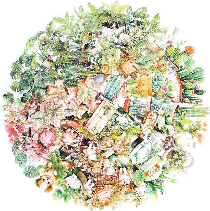 Yoksas 180Pcs Nature Green Potted Plants Stickers