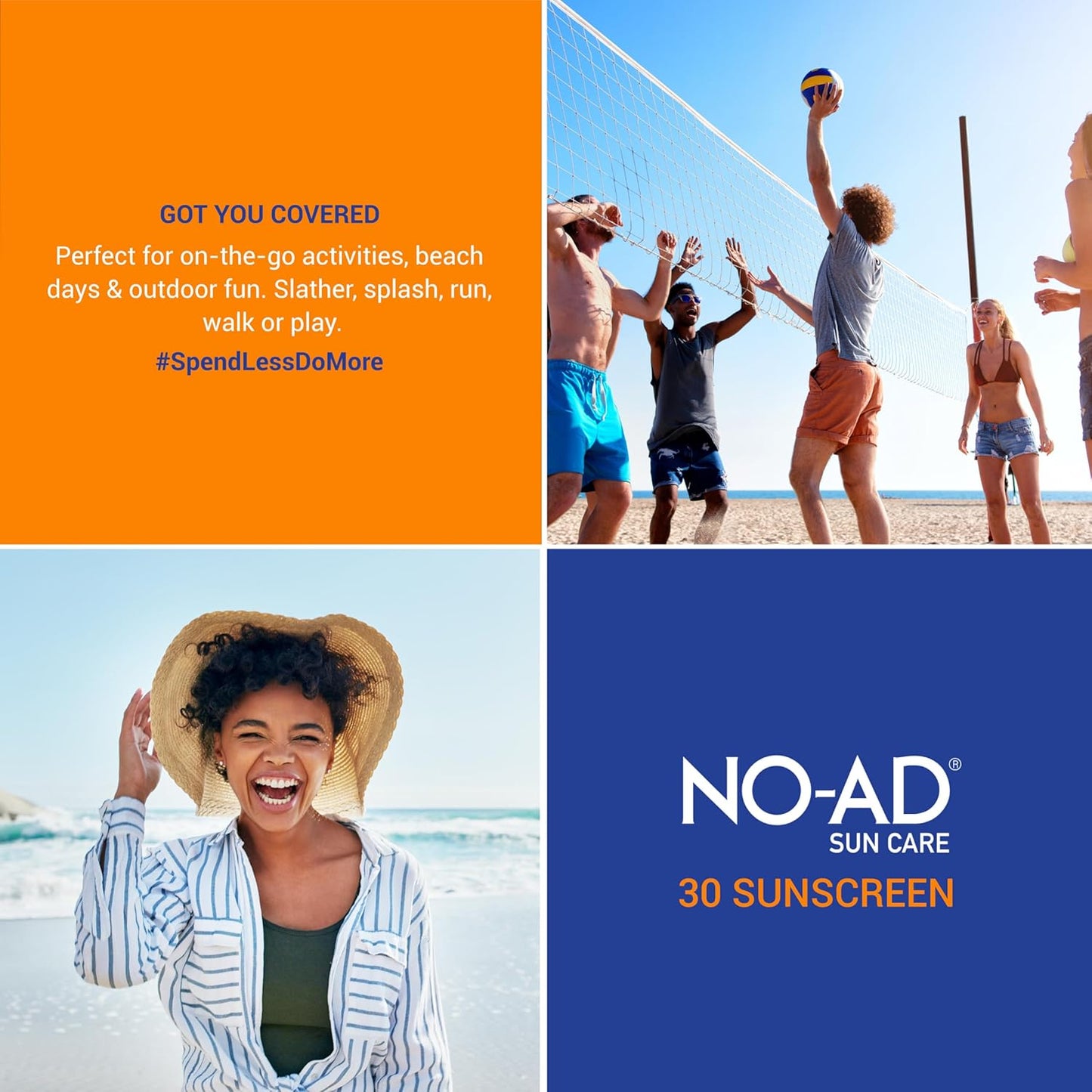 NO-AD SPF 30 Sunscreen Lotion | Broad Spectrum UVA/UVB Protection | Water Resistant | Octinoxate & Oxybenzone Free with moisturizing Vitamin E and Aloe 3oz | Pack of 3