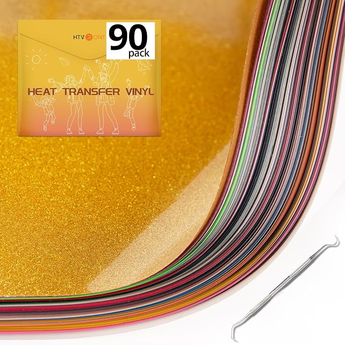 HTVRONT HTV Heat Transfer Vinyl Bundle, 90 Pack 12" x 10" Iron on Vinyl