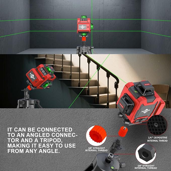 WEIDDW Laser Level 360° Green Cross Line Self Leveling Laser Measuring Tool