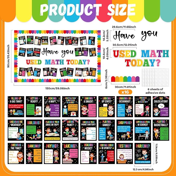 Math Theme Bulletin Board Set Colorful Mathematics Classroom Decoration Have