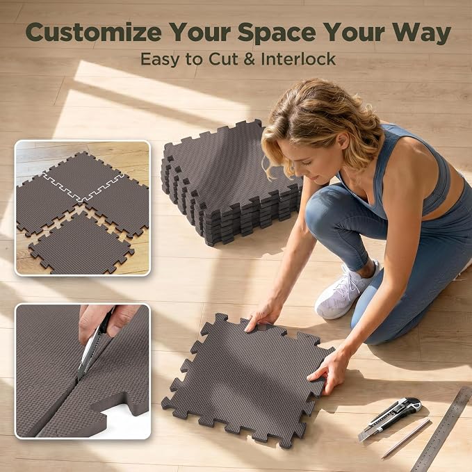 AIRHOP 18 PCS Gym Floor Mat, EVA Foam Puzzle Gym Mat, High-Density Interlocking