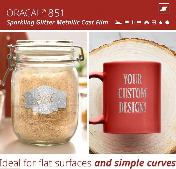 ORACAL 851 Cast Intense Silver Metallic Sparkle Glitter Craft Film Premium