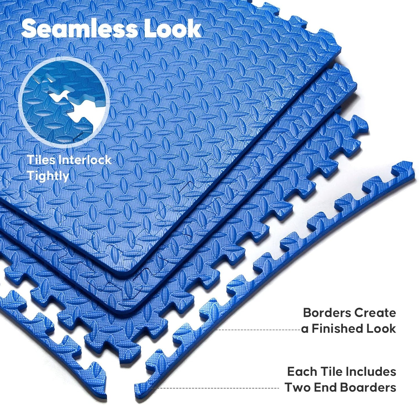 Home Gym Mat, Puzzle Exercise Mat, EVA Interlocking Foam Floor Tiles for Home Workout Equipment and Kids' Play Areas - Blue, 24 in x 24 in x ½ in - 12 Tiles (Blue, 12 Pack 48 sq ft)