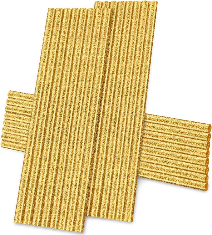 Manarty Glitter Gold Hot Glue Sticks, All Temperature Adhesive EVA Glue Sticks