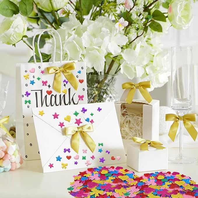 Foam Stickers, 7 Sheets 3D Glitter Foam Heart Stickers, Self-Adhesive EVA Foam