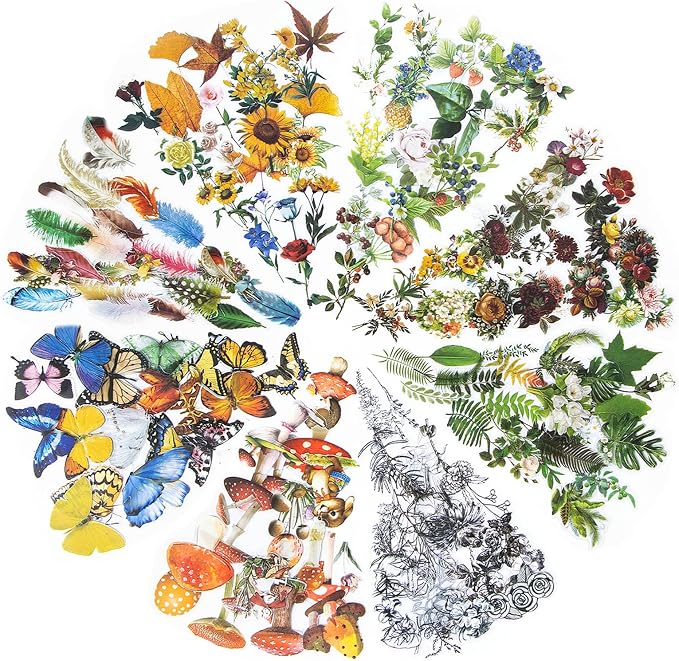 Imeepa 480Pcs Nature Stickers 8 Series Theme Scrapbooking Stickers | Plants