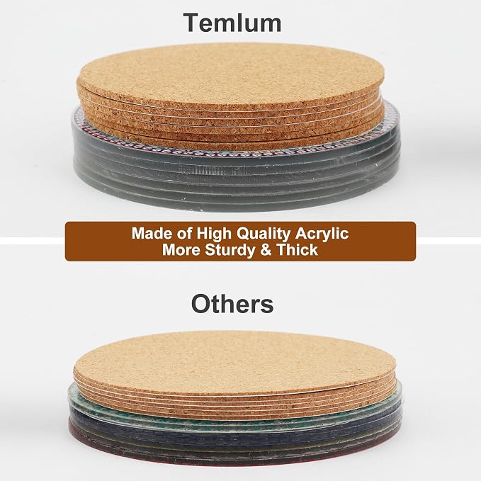 Temlum 6 Pcs Diamond Painting Coasters