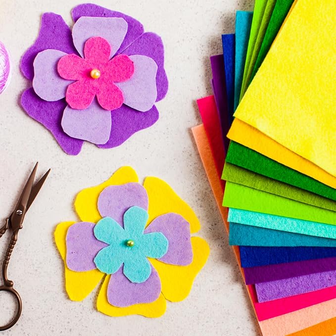 10PCS Multicoloured Self Adhesive Felt Fabric Sheets Sticky Felt Sheets