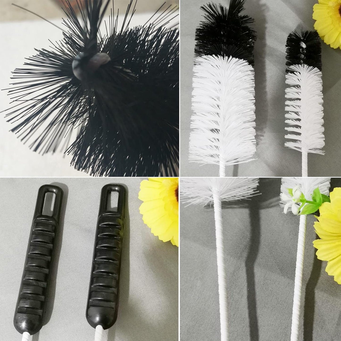 Coralpearl Bottle Brushes Thin Long Handle X 4, Utility Skinny Wire Cleaner Set Big Small, Bendable Flexible for Cleaning Narrow Neck Water, Beer, Wine, Baby Bottles, Pipes, Tubes, Hoses, and Flasks