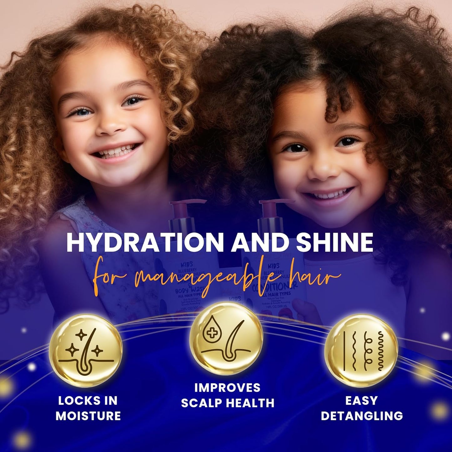 BABY HAIR - Blueberry Mineral Kids Hair Conditioner, Sulfate-Free Toddler Hair Conditioner, Hair Conditioner for Kids with Blueberry & Strawberry Oil, Aloe Vera, and Biotin, 10 fl.oz