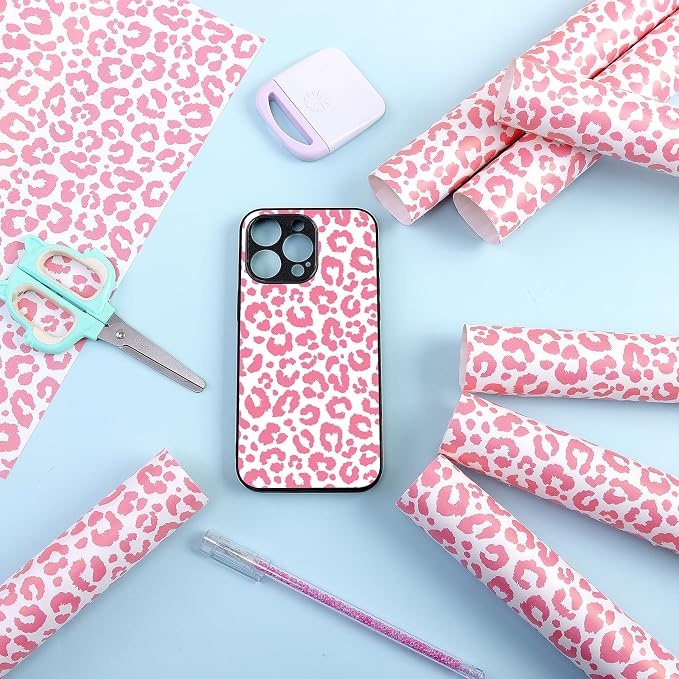 Tintnut Leopard Permanent Vinyl 8 Sheets 12x10in Pink Adhesive Vinyl | Cheetah