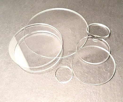 Set of 20 Transparent Circle Blanks Plastic Circles, 1/8" Thick Round Clear