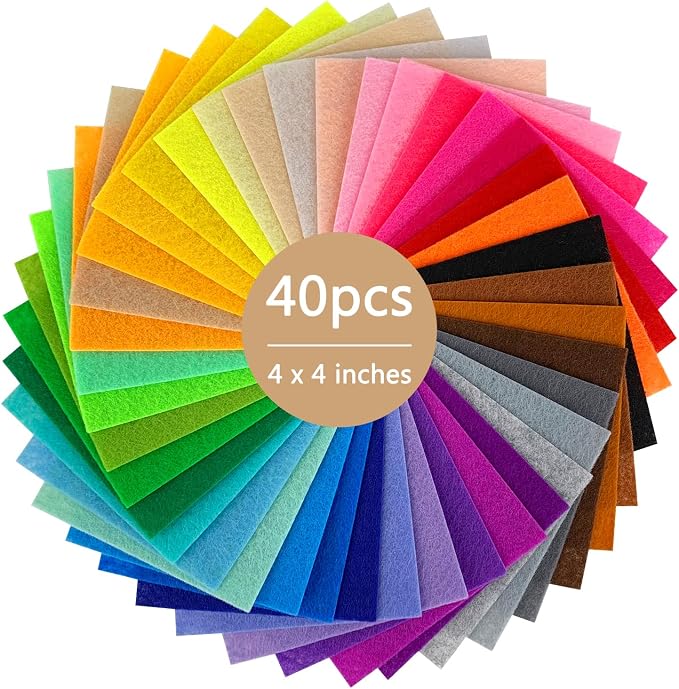 ZUFECY 40Pcs Felt Sheets for Crafts, Crafting Felt Fabric Nonwoven Handcraft