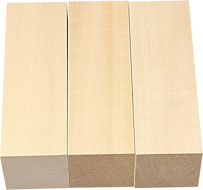 JAPCHET 12 Pieces 6 x 2 x 2 Inch Basswood Carving Blocks, Natural Unfinished