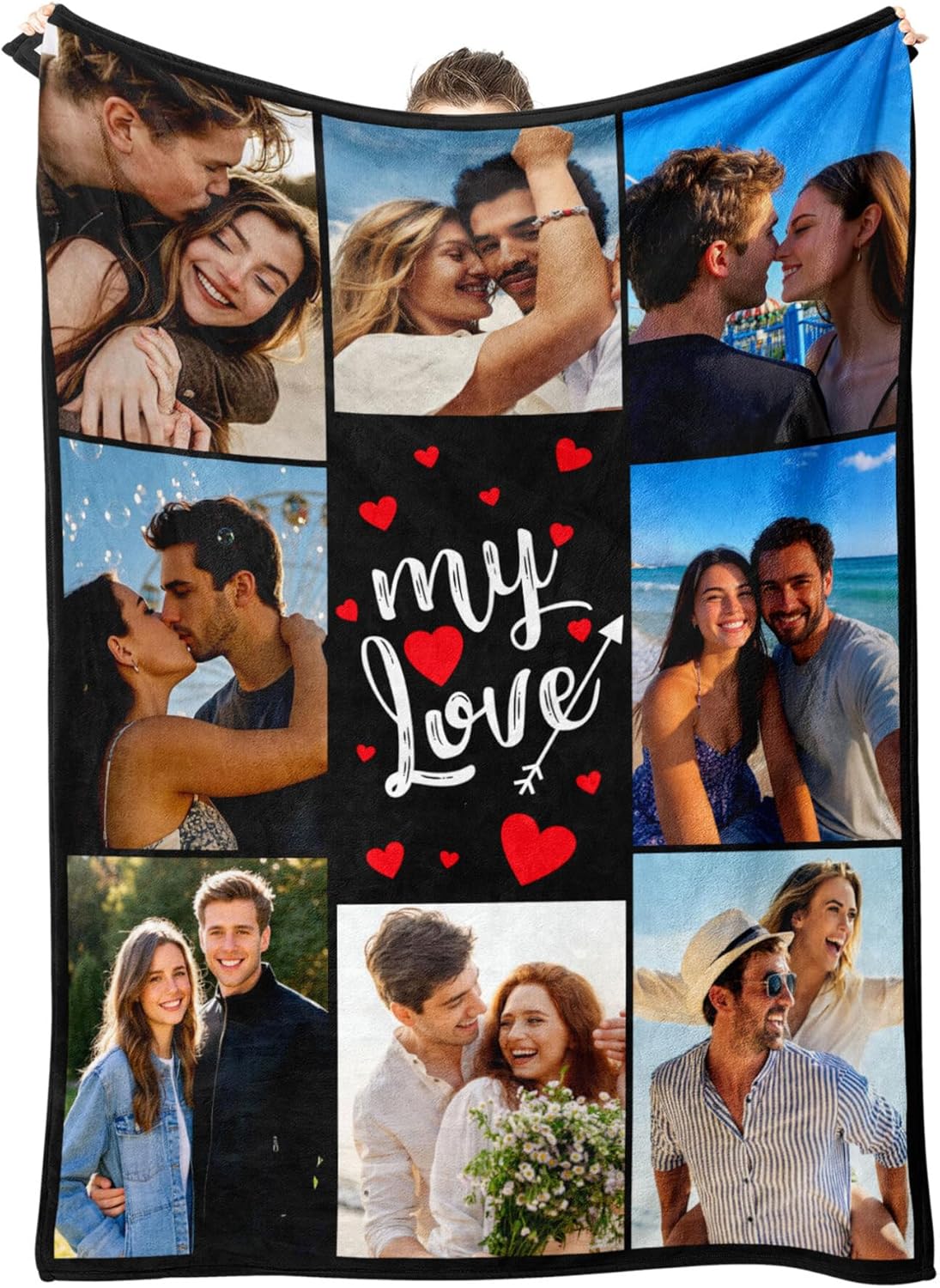 Custom Blanket with Picture Personalized Blanket Customizable Blanket Photo Blankets Customize Valentines Day Gifts for Her Him Girlfriend Boyfriend Wife