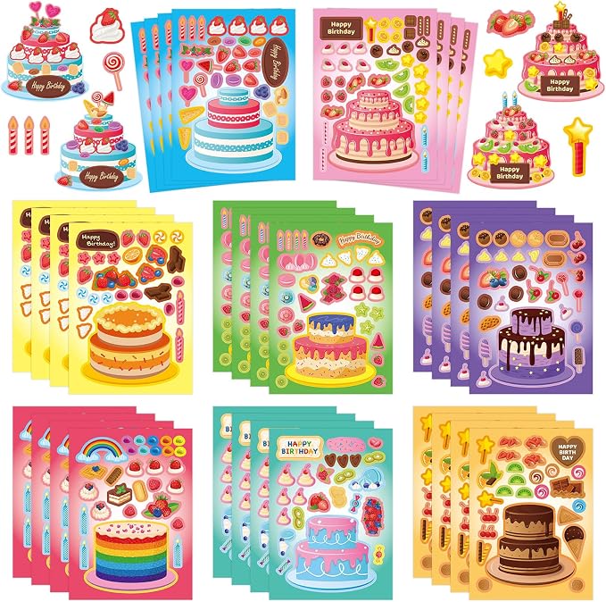 32 Sheets Create Cake of Dreams Stickers, Make Your Own Cake Stickers