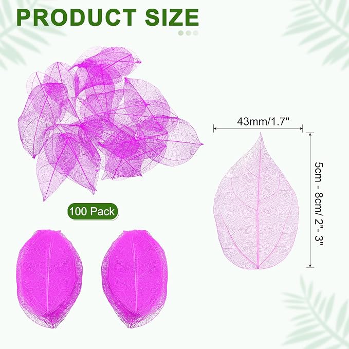 uxcell 100 Pcs Rose Red Skeleton Leaves