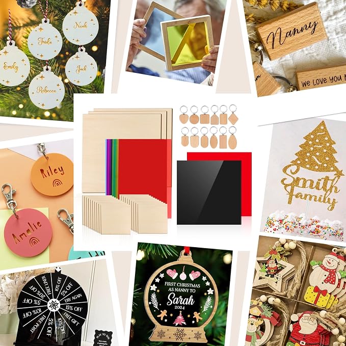 Adrattnay Laser Material Explore Kit, 29 Kinds Materials Includes Basswood