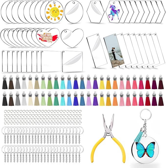 251PCS Blank Keychains for Vinyl, Acrylic Blanks Bulk