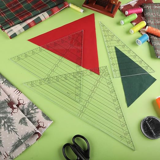 Watersay 3 Pcs 30° 45° 60° Quilting Rulers Triangle 10 Inches Templates Acrylic