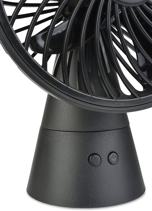 Treva 5 Inch Rechargeable Oscillating Fan with USB Charging Port, 3 Speed Circular Cooling Design, Portable Fan with 60 Degrees of Range for Home or Travel