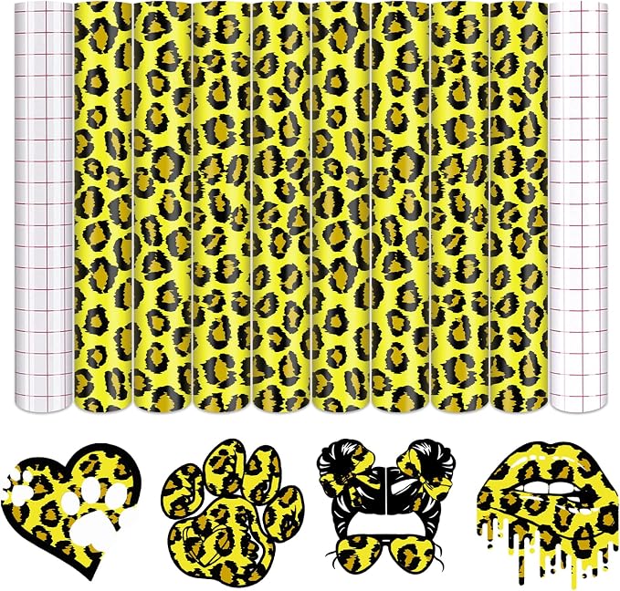 Tintnut Yellow Leopard Permanent Vinyl Spots Adhesive Vinyl 8 Pcs 12x10in |