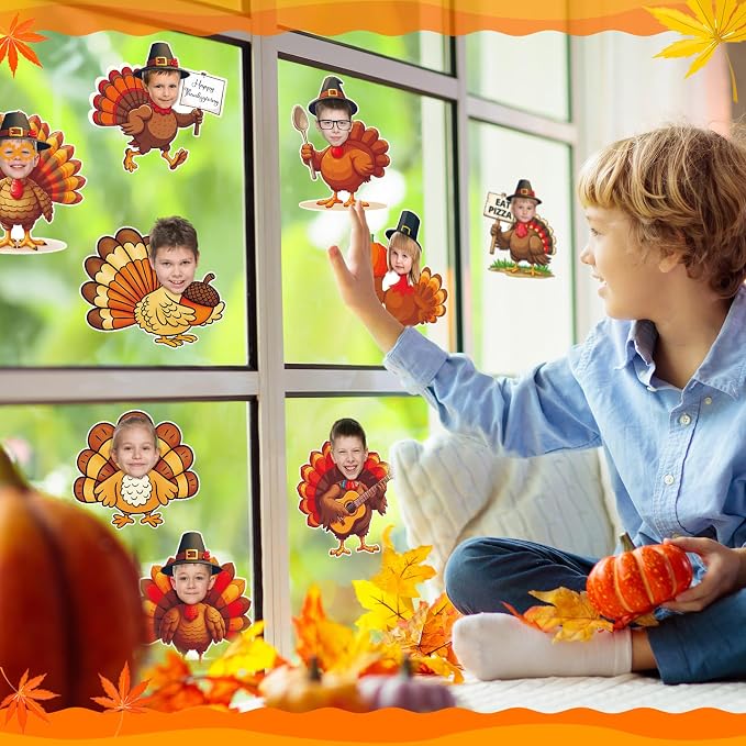 Gersoniel 72 Pcs Kid Fall Turkey Decor Fall Pumpkin Bulletin Board Cutout |