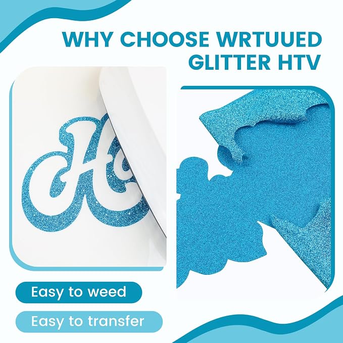 Sky Blue Glitter Heat Transfer Vinyl