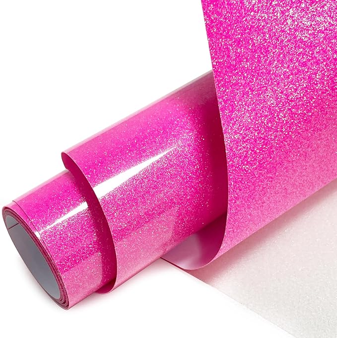 Hot Pink Glitter Heat Transfer Vinyl 12" x 8 ft HTV