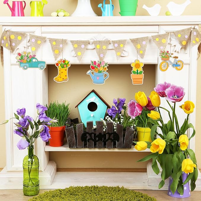 36 PCS Wooden Spring Ornaments to Paint, 12 Styles DIY Blank Unfinished Wood