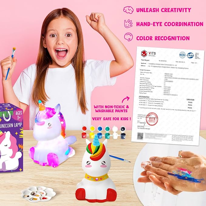 Goodyking Paint Your Own Unicorn Lamp Art Kit, DIY Night Light, Arts & Crafts