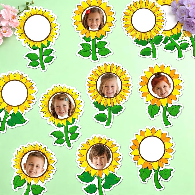 60pcs Sunflower Theme DIY Cutouts Sunflower Bulletin Board Decoration Set
