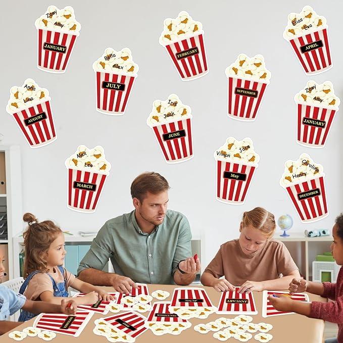 Loneliness 66PCS Popcorn Birthday Bulletin Board Set Classroom Decorations