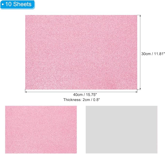 PATIKIL Pink Shiny EVA Glitter Foam Sheet 16x12 Inch 2mm Thick
