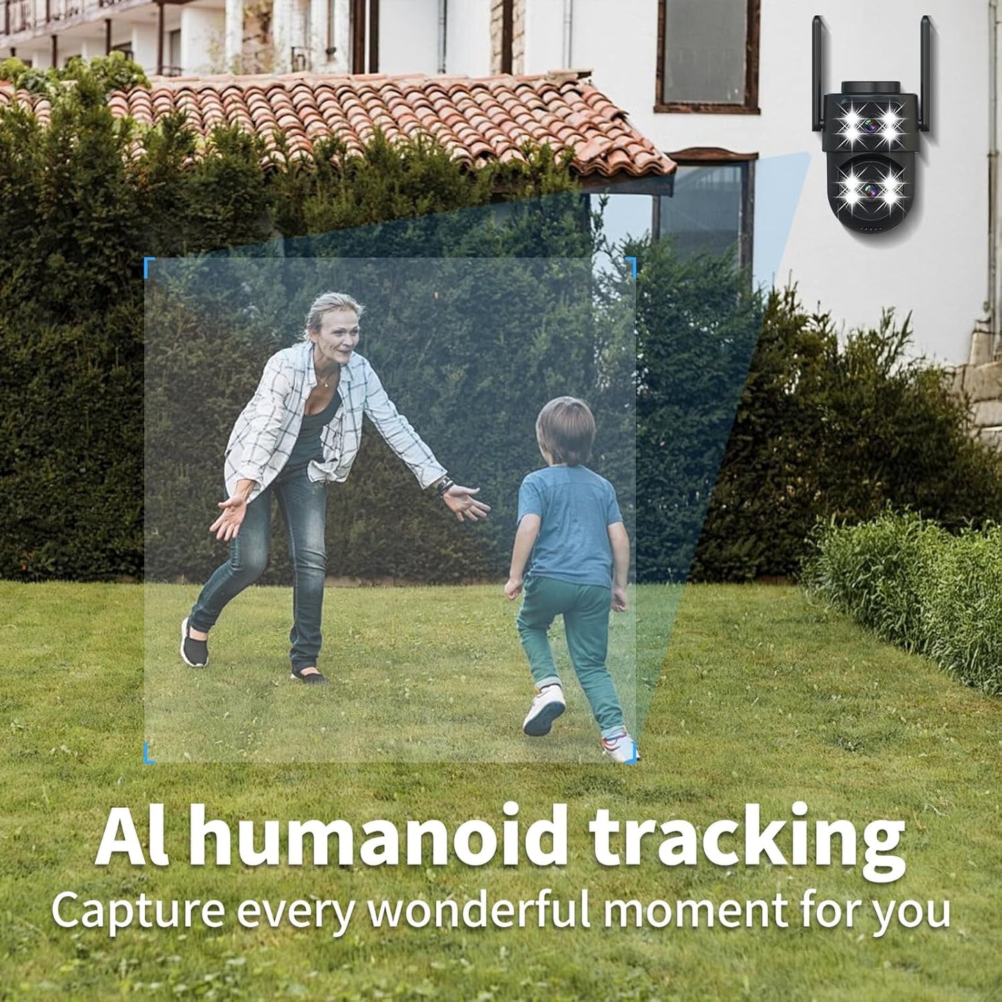 Dual-Lens Smart-Indoor Outdoor-Camera, 2K-3MP HD - 5G WiFi, 360° AI Motion Tracking IP65 Weatherproof, Color Night Vision, 24/7 Recording, 2-Way Audio, Nanny/Pet/Baby Cam (Black)