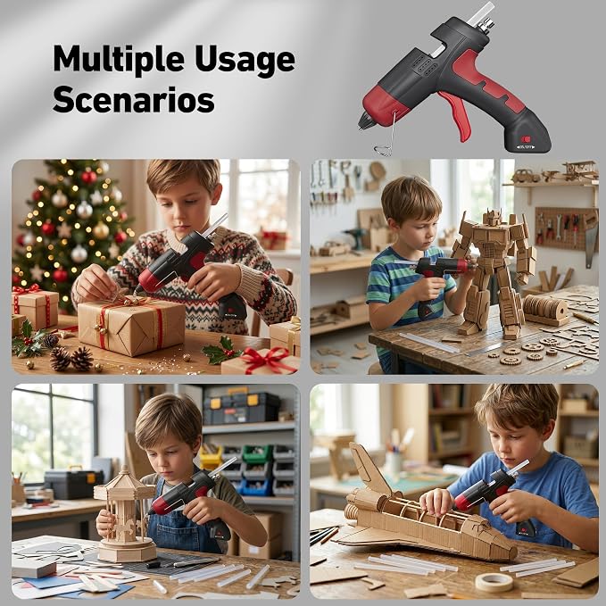 20W Cordless Hot Glue Gun, Fast Preheating Hot Glue Gun and 30pcs Sticks Set