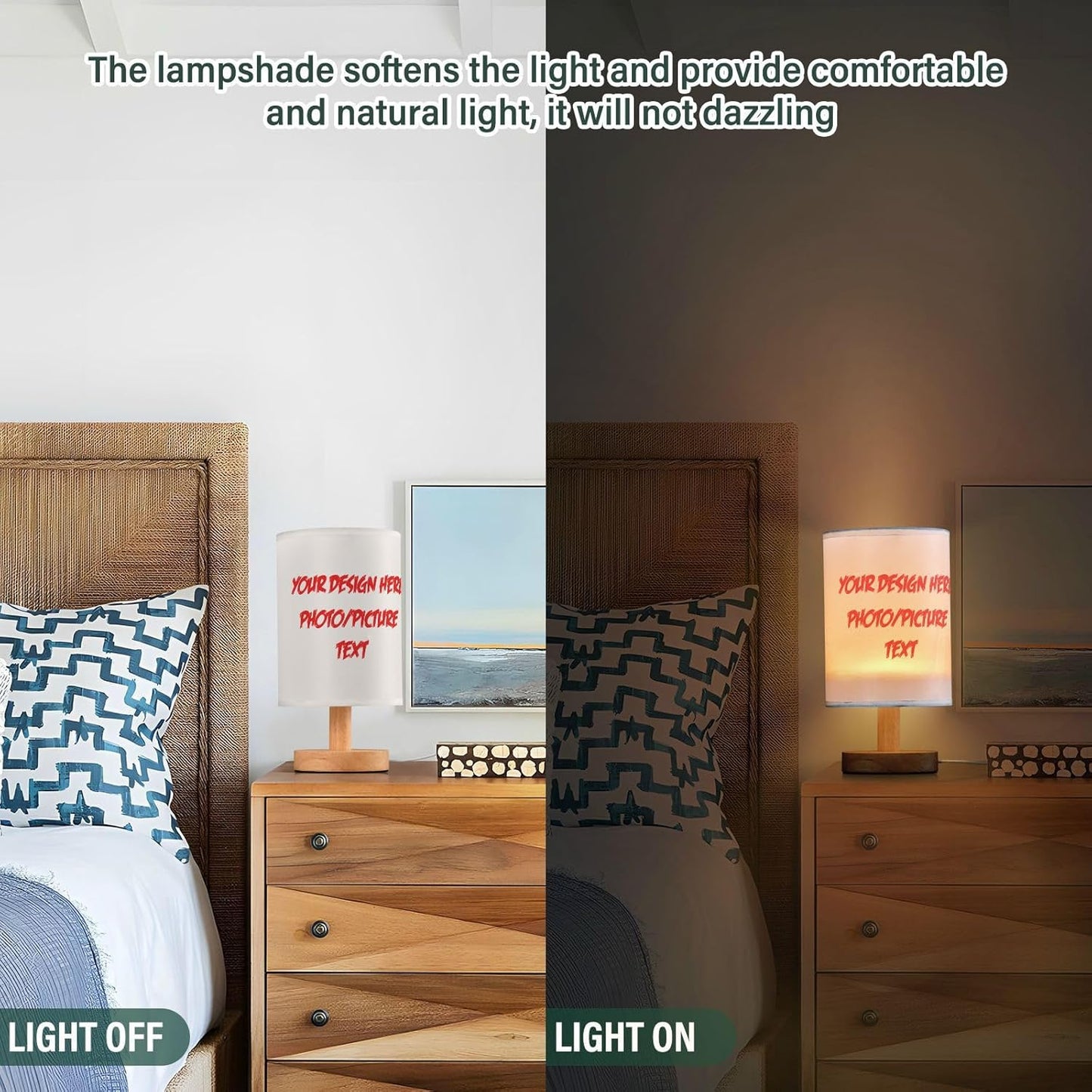 Dussdil Custom Name Photo Table Lamp Customize Bedroom Bedside Night Desk Lamps Cylinder Nightstand Sleeping Light Lamp for Party Living Room Office Decor