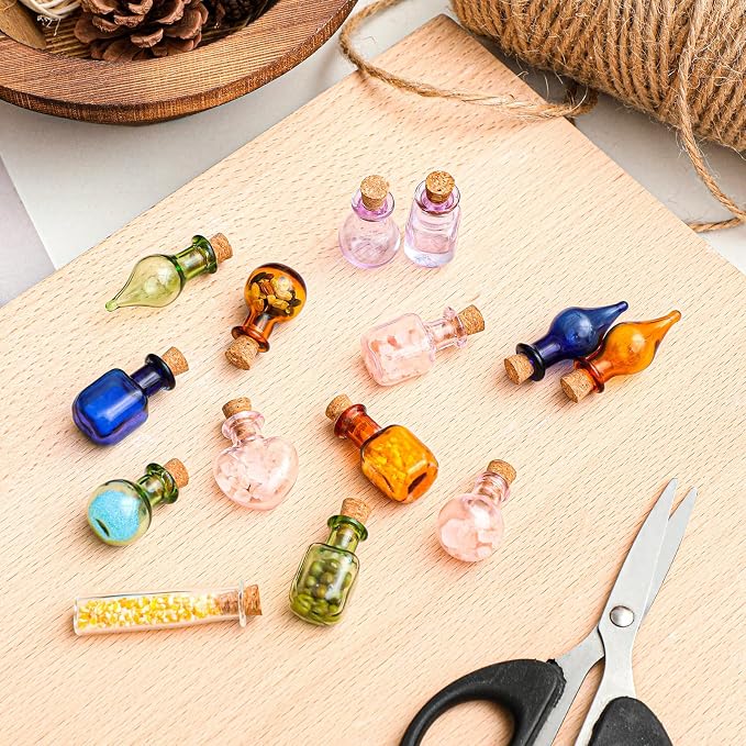 Geiserailie 80 Pieces Tiny Glass Bottles Spell Jars