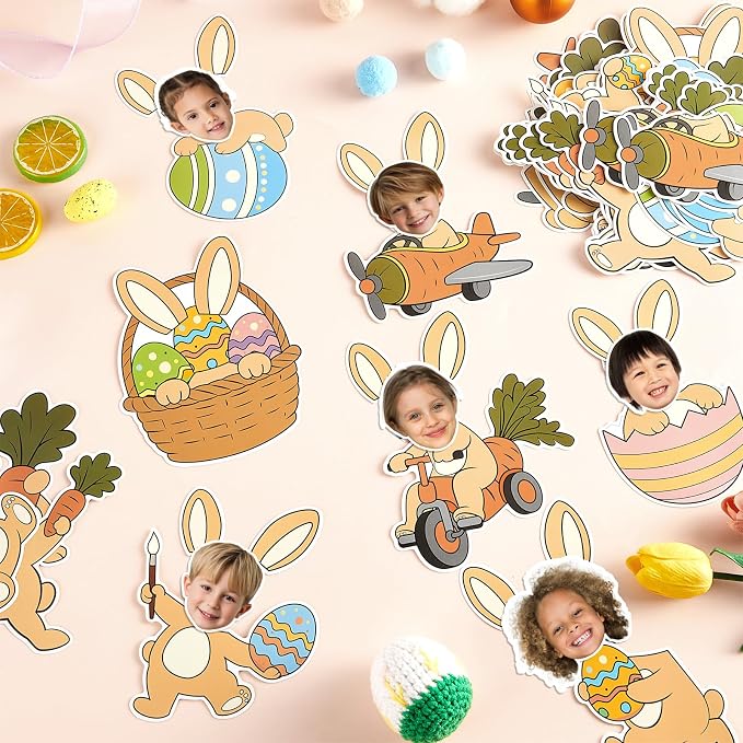 60pcs Easter Theme DIY Cutouts Easter Bunny Eggs Bulletin Board Decoration Set